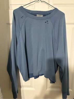 aerie Dusty Blue Long-Sleeve Crop Pullover